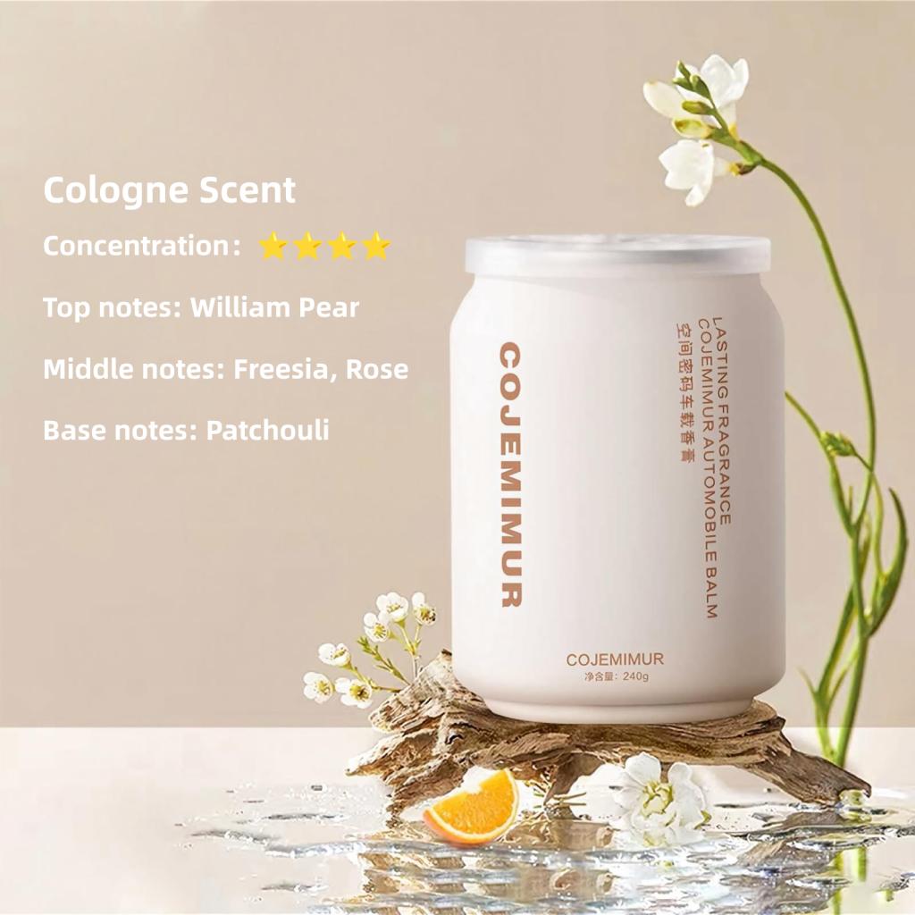Cologne scent car fragrance balm with pear freesia rose and patchouli notes